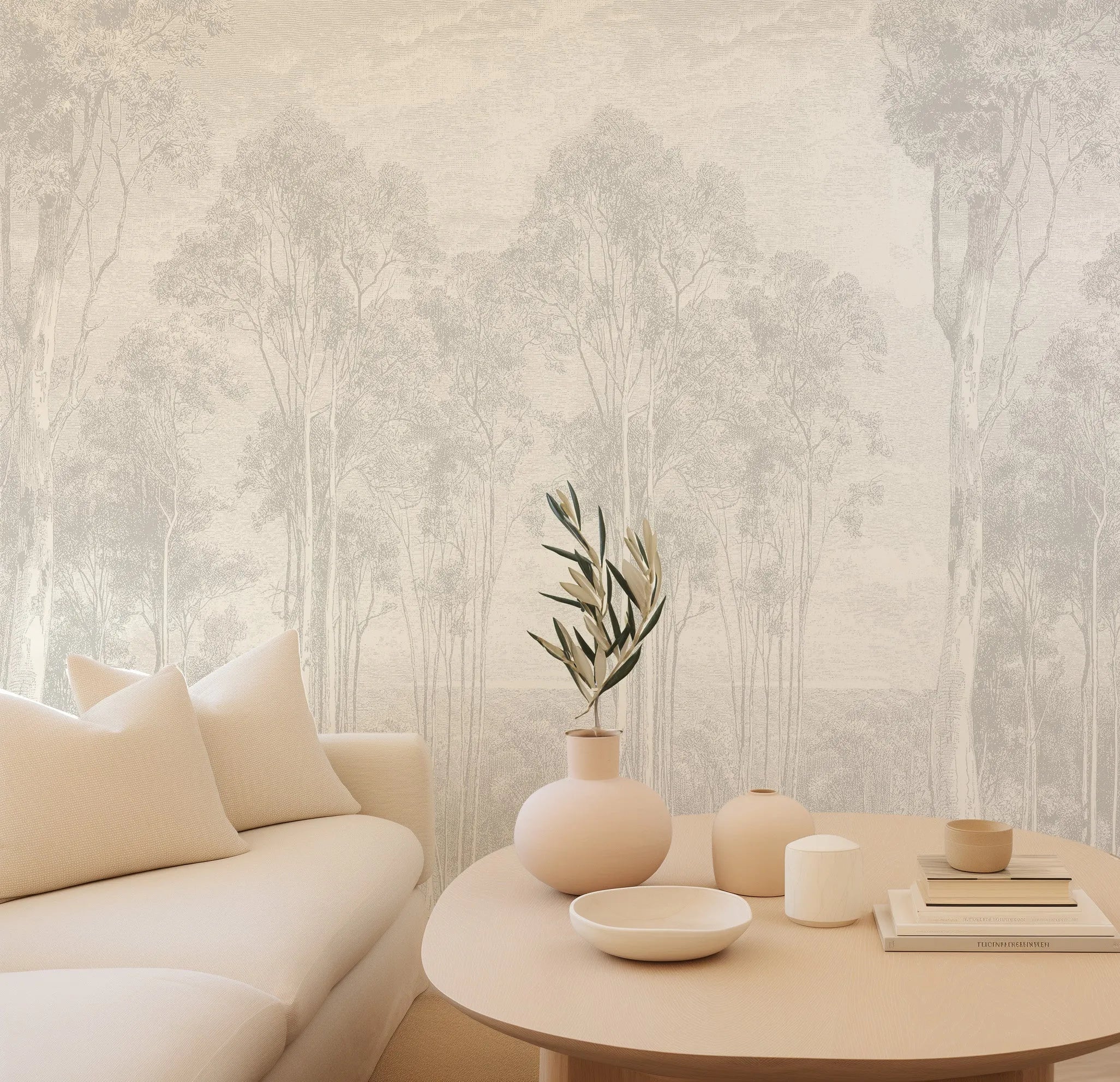 Botanical wallpaper in an elegant interior