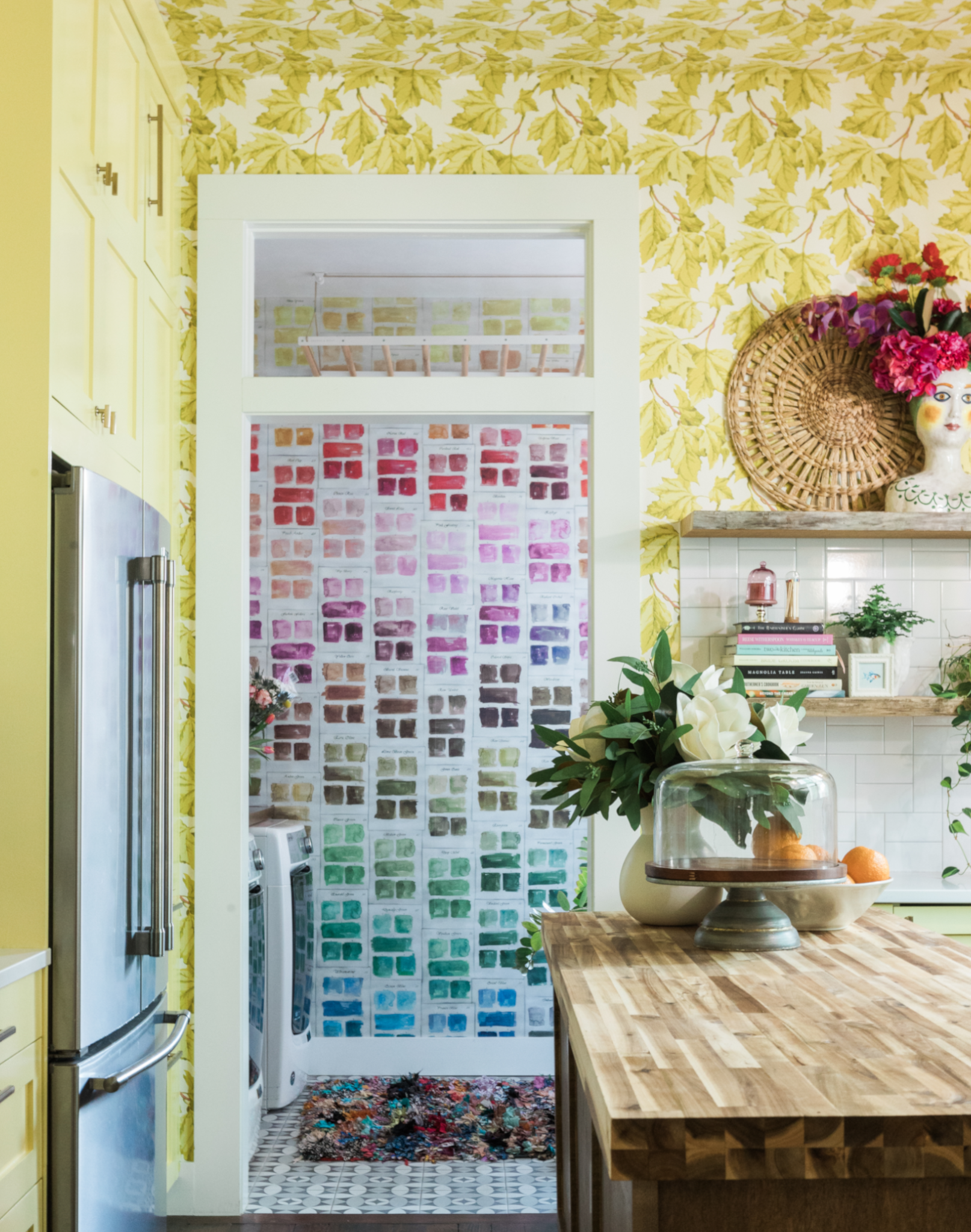 Light scenic mural wallpaper in a living room